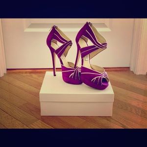 Jimmy Choo Purple Suede Platform Heels